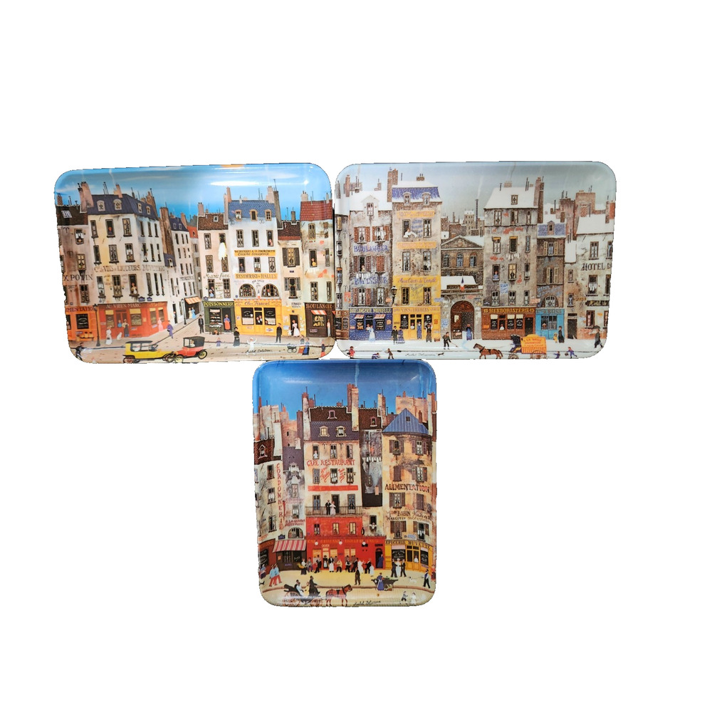 Michael Delacroix Vintage Melamine 6" Trinket Tray Set of 3 Paris, Made Italy